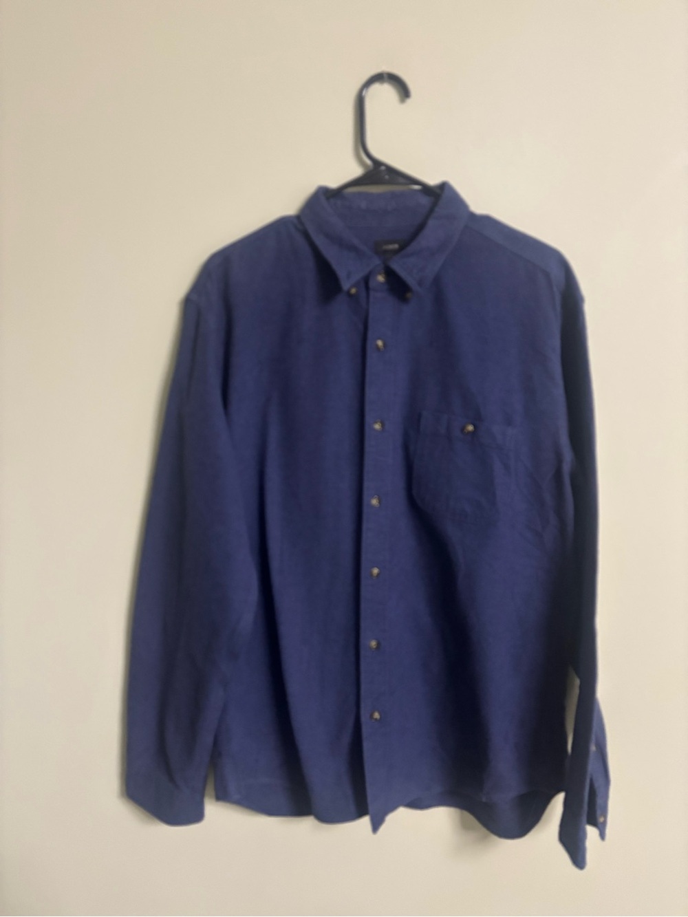 J. Crew Flannel Mens Size XL Elbow Patches Retro 100% Cotton Shirt Blue Button